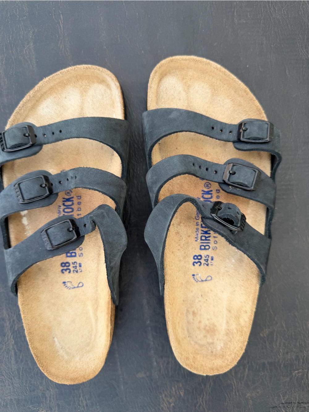 Birkenstock Kids Black Triple-Strap Suede Sandals